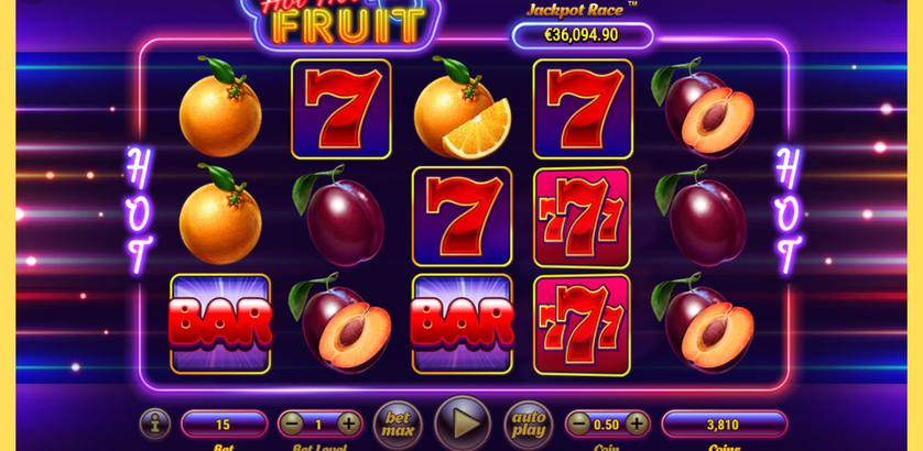 Hot Hot Fruit running on Hollywoodbets Spina Zonke - rand bet of R18.75 and Jackpot Race timer visible
